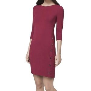 White House Black Market | Snap-Detail Polished Knit Shift Dress | size Small